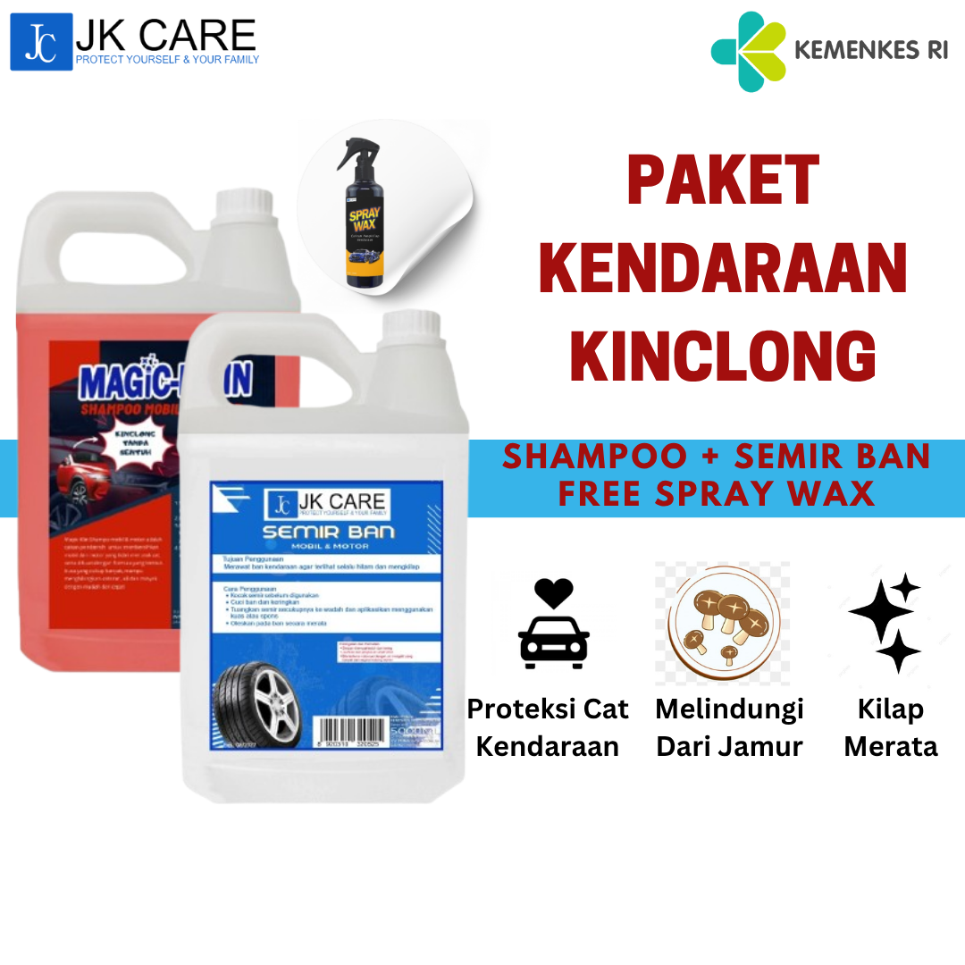 (PAKET HEMAT) Semir Ban & Shampo Mobil dan Motor 5 L - Bonus Spray Wax Harga 219,780 rupiah*Gratis Ongkir
