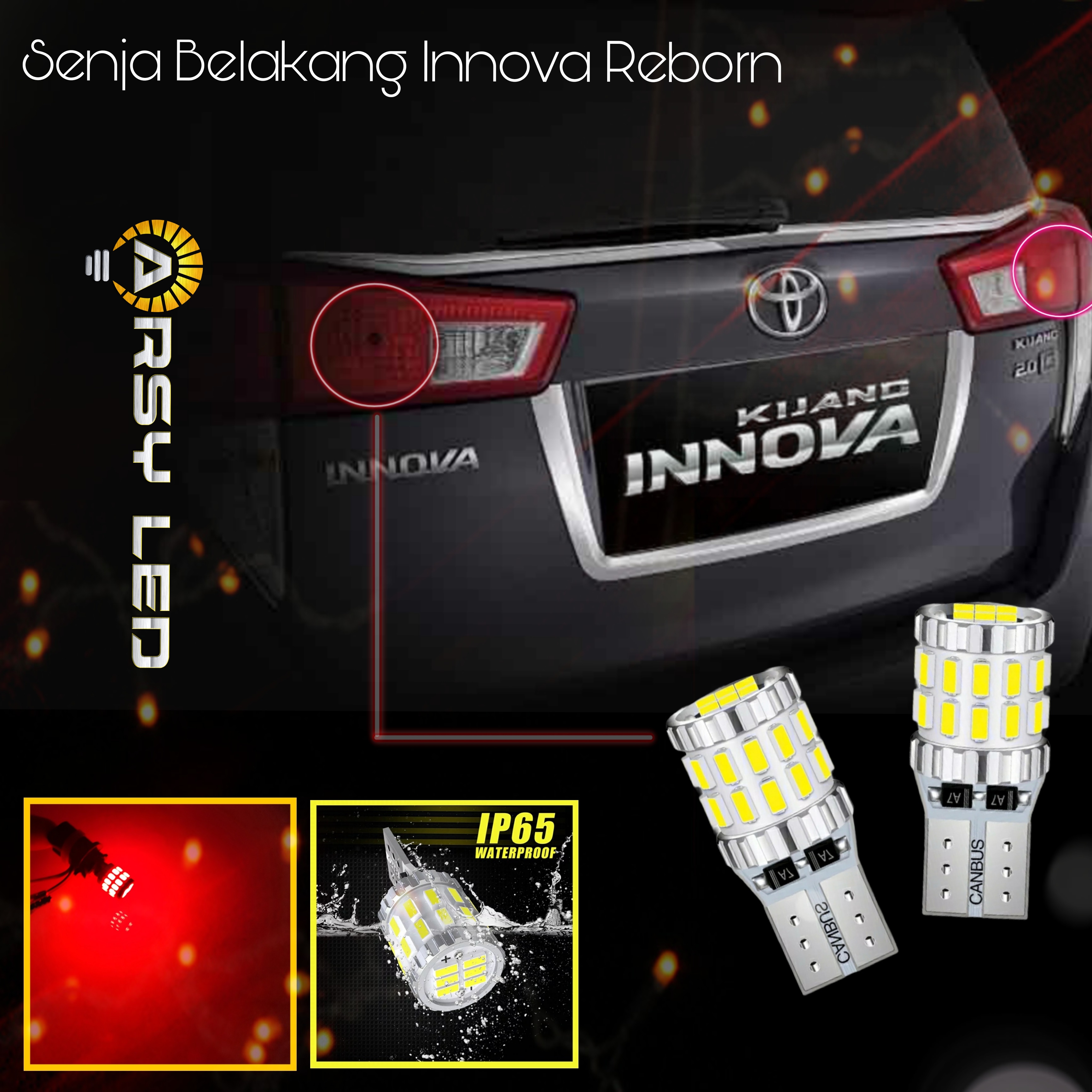 ARSYLED Lampu LED Senja Belakang Mobil Innova Reborn / New Brio Facelift T10 30 Mata Luminescent Harga 65,000 rupiah*Gratis Ongkir