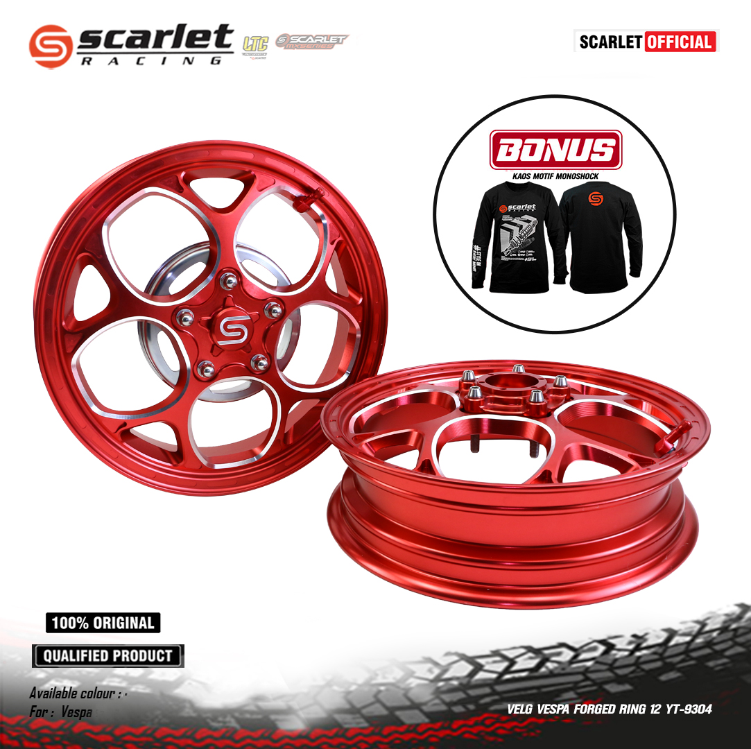 Scarlet Racing - Velg Pelk Pelek Rim Aloy Wheelset Rim Tubbles Forget Forged Vespa R 12 Yt 9304 - Black Blue Gold Red Silver Titanium Harga 12,950,000 rupiah*Gratis Ongkir