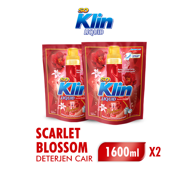 [Paket isi 2] SOKLIN Deterjen Cair Red 1600ML Harga 48,700 rupiah*Gratis Ongkir