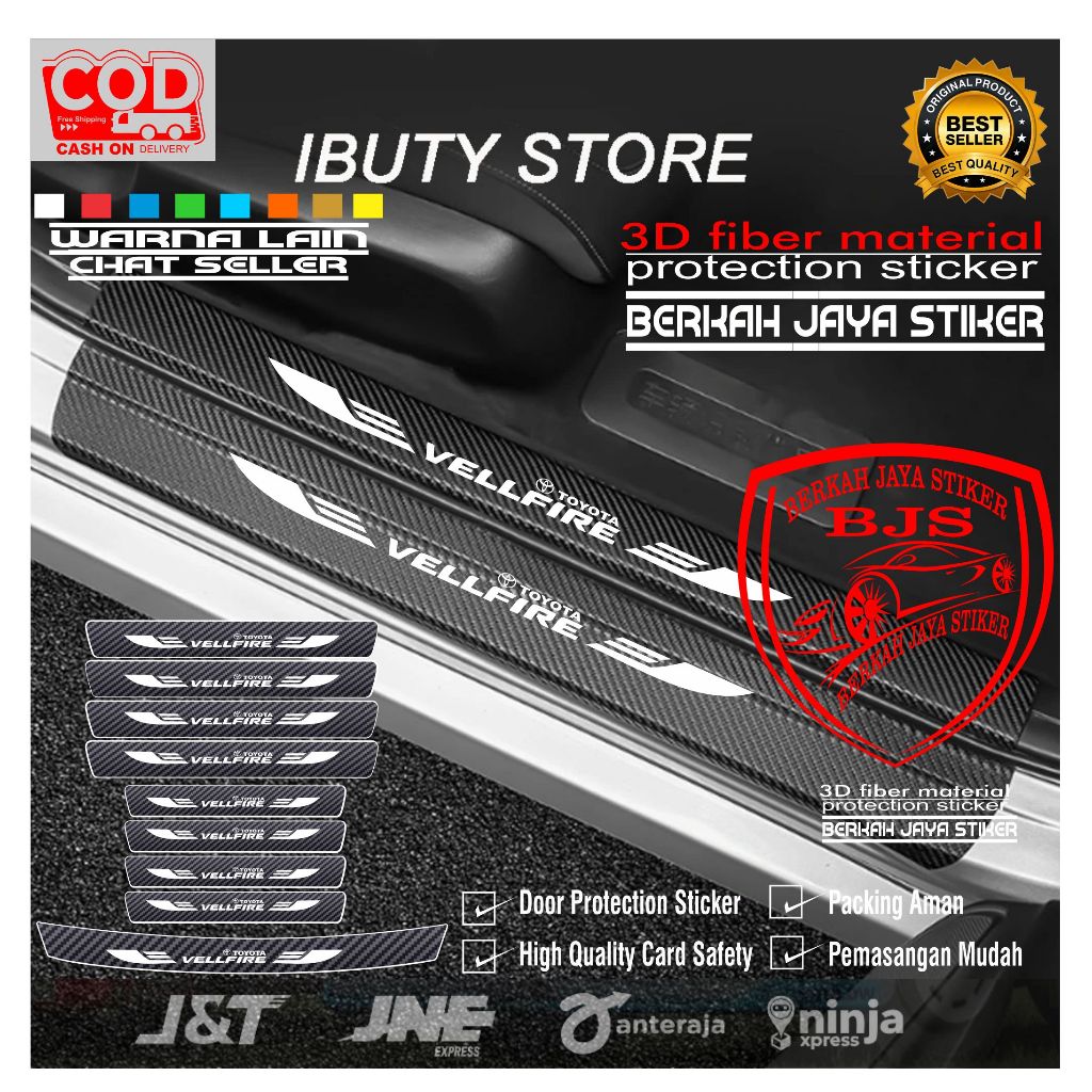 Sill Plate Karbon Mobil 3D Sticker Carbon Pijakan Kaki Bawah Pintu Mobil Toyota Vellfire Terbaru Harga 11,000 rupiah*Gratis Ongkir