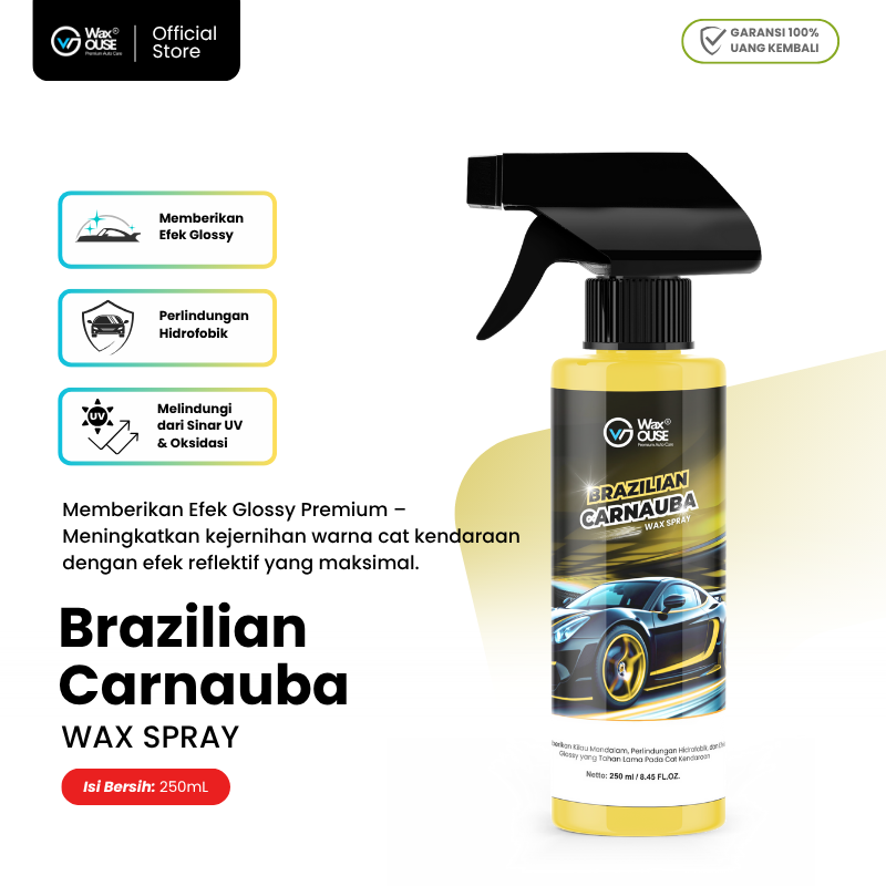 Waxouse Brazilian Carnauba Wax Spray Kilau Instan & Perlindungan Premium Harga 63,959 rupiah*Gratis Ongkir