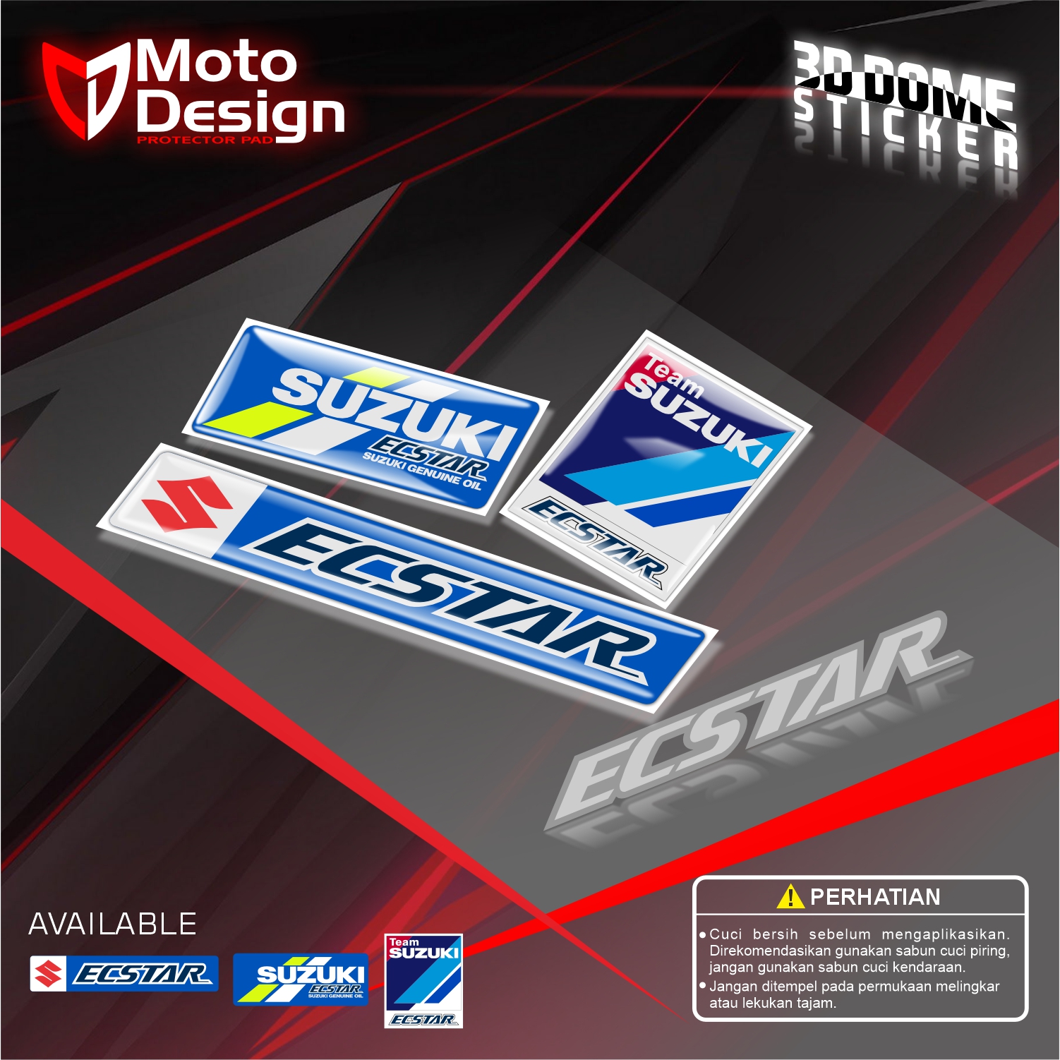 Suzuki Ecstar 3D emblem embossing sticker Harga 7,500 rupiah*Gratis Ongkir