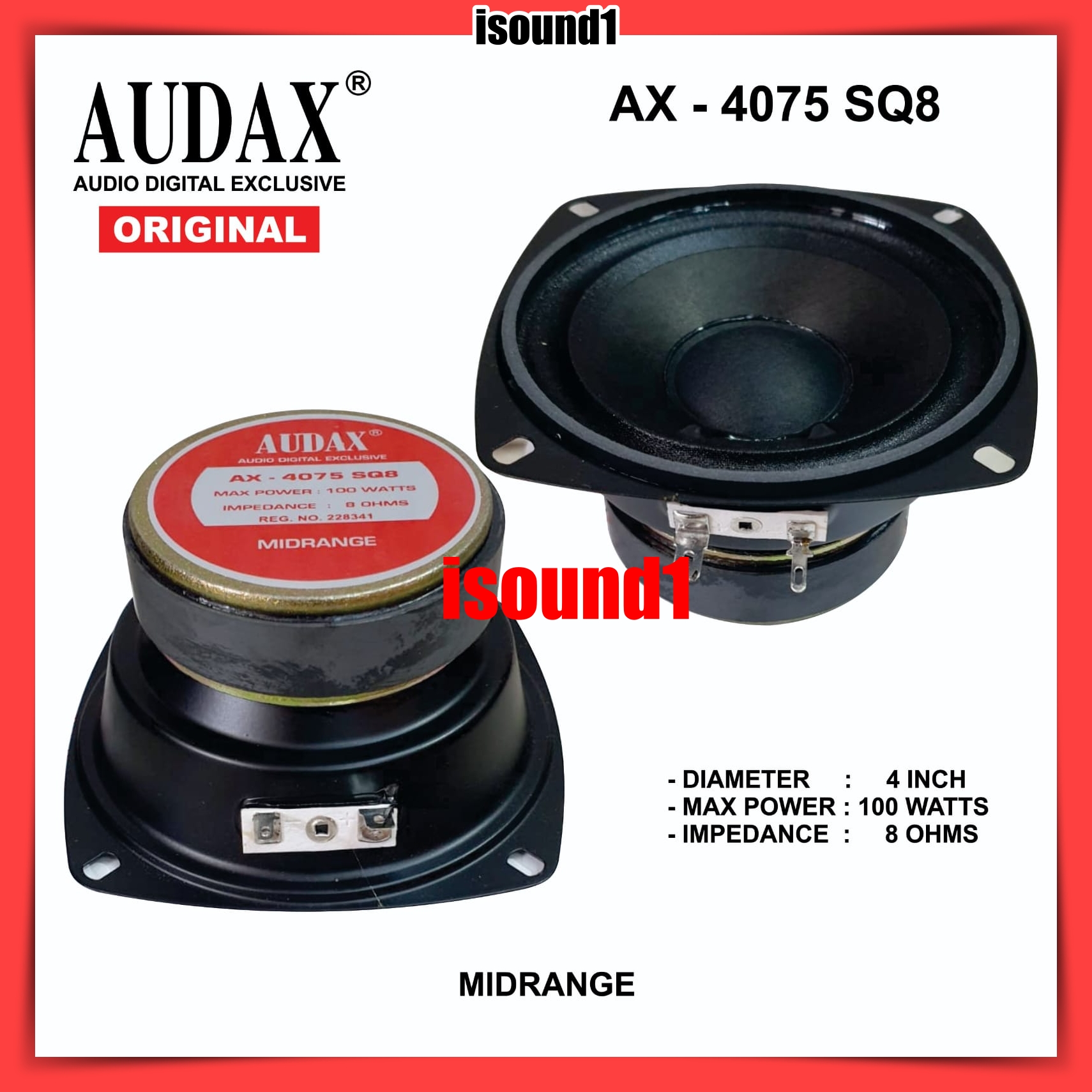 MIDRANGE SPEAKER INCH AX-4075 SQ8 AX4075 SQ8 MID RANGE AUDAX