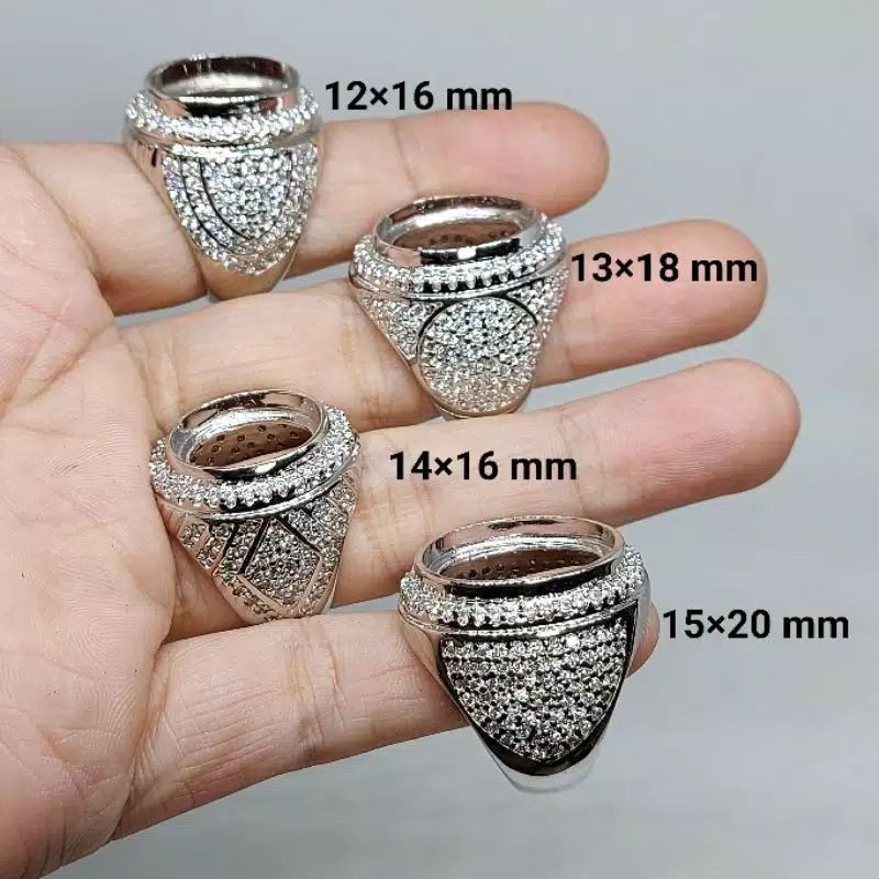 CINCIN EMBAN RING ALPAKA MICRO SETTING TANAM BERBAGAI DIMENSI BATU