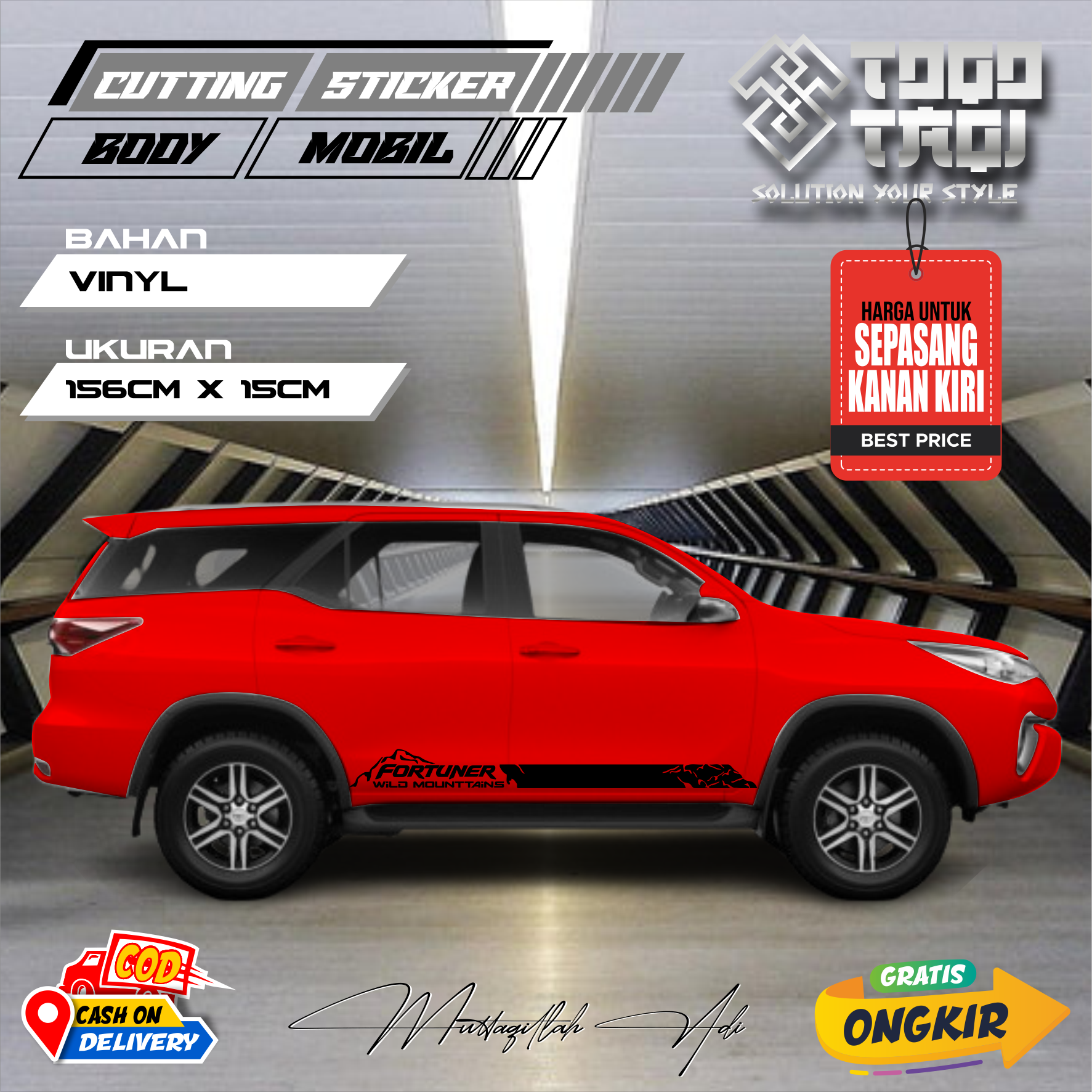 CUTTING STICKER TOYOTA FORTUNER 01 STRIPING BODY MOBIL MINIMALIS KEREN CAR DECAL Harga 59,999 rupiah*Gratis Ongkir