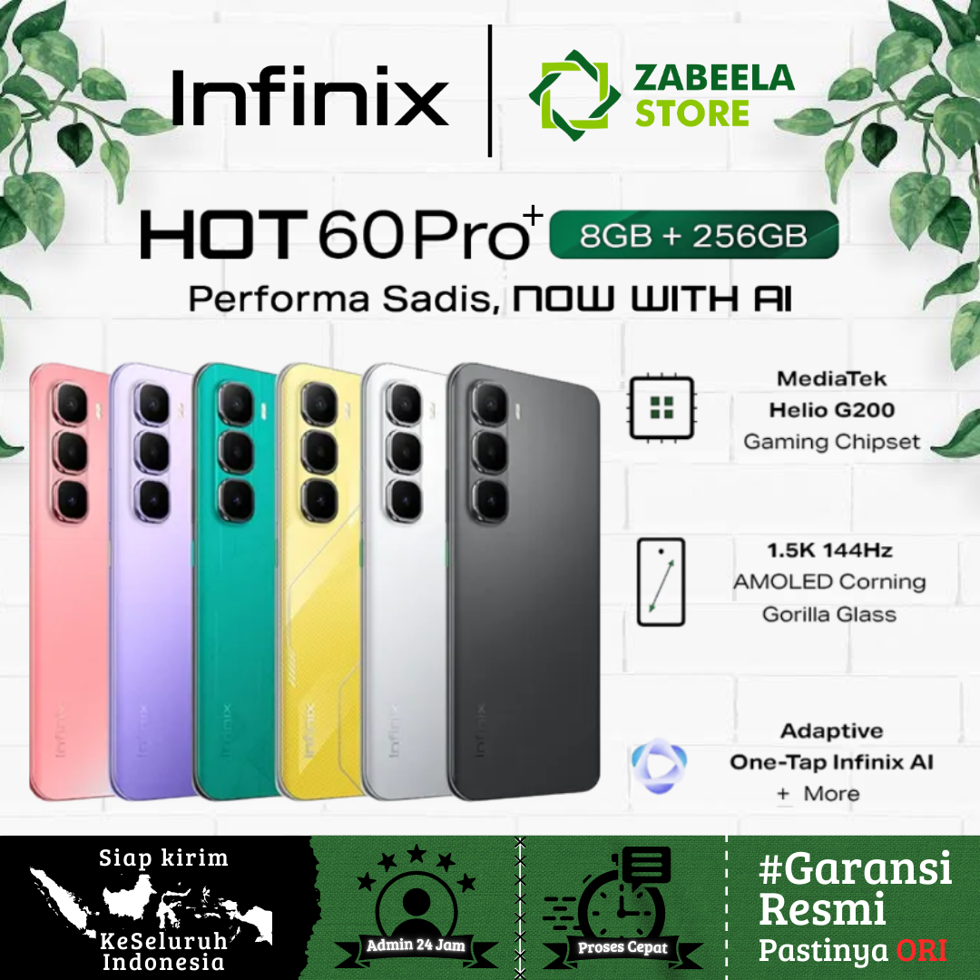 Infinix Hot 60 Pro Plus + 8/128Gb 8/256Gb Helio G200 Curved Screen 6.78" 144Hz Official Guarantee Harga  2,599,000 Ringgit*Penghantaran Percuma