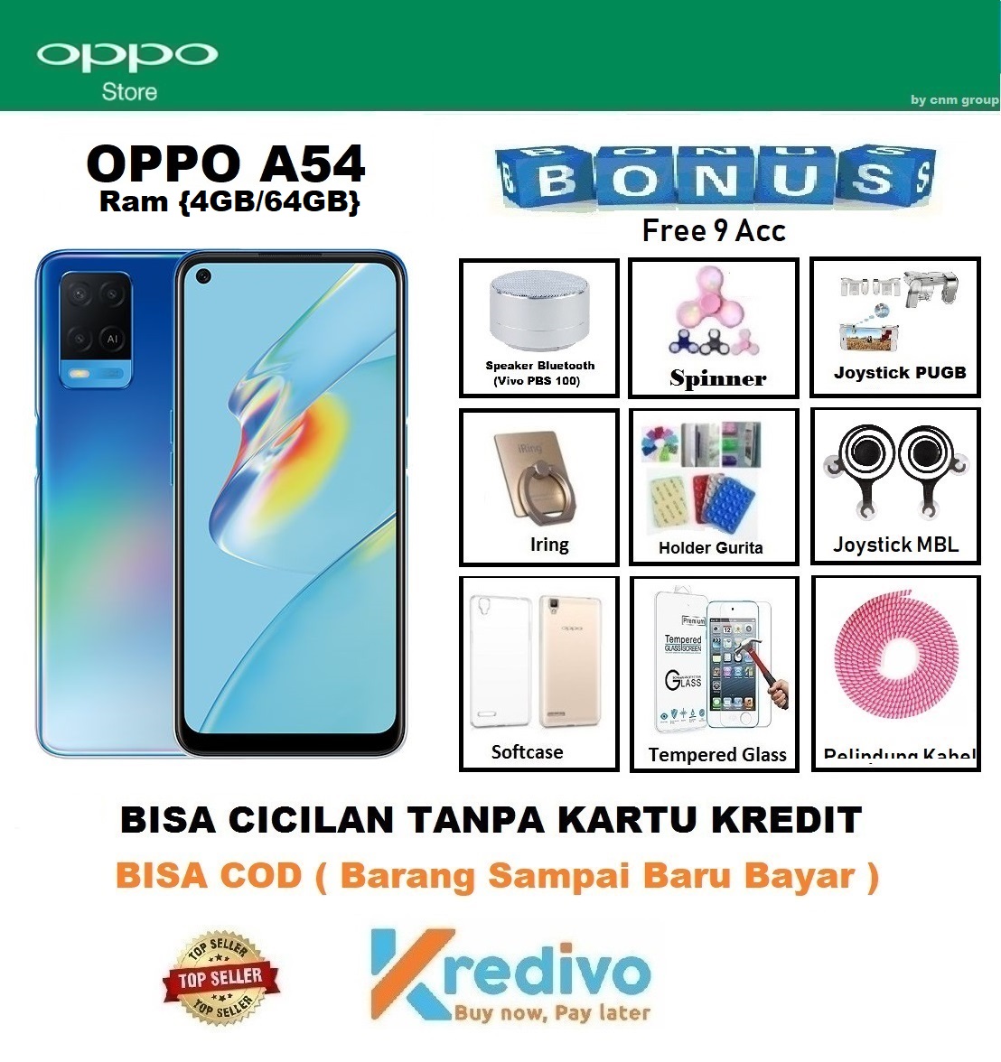 Oppo A54 Ram 4GB/64GB - Bisa Cicilan Tanpa Kartu Kredit & Free 9 Acc ( Garansi Resmi, Bisa COD, Kredivo, HP Murah, Promo , Discount, Sale)