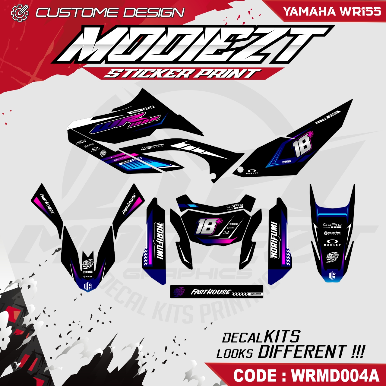 DECAL STIKER YAMAHA WR155 MD004 Harga 215,000 rupiah*Gratis Ongkir