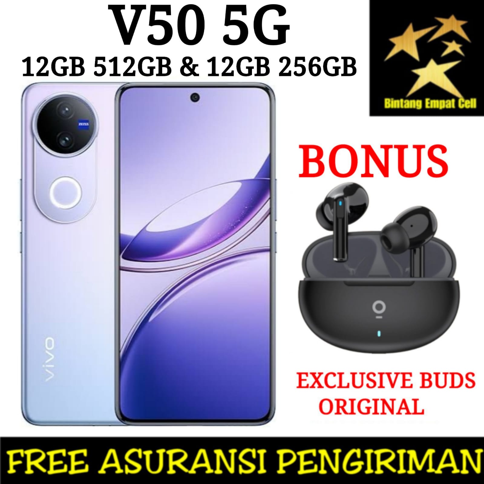 VIVO V50 5G 12/512 & 12/256 QUALCOMM SNAPDRAGON 7 GEN 3 GARANSI RESMI Harga  5,149,000 Ringgit*Penghantaran Percuma
