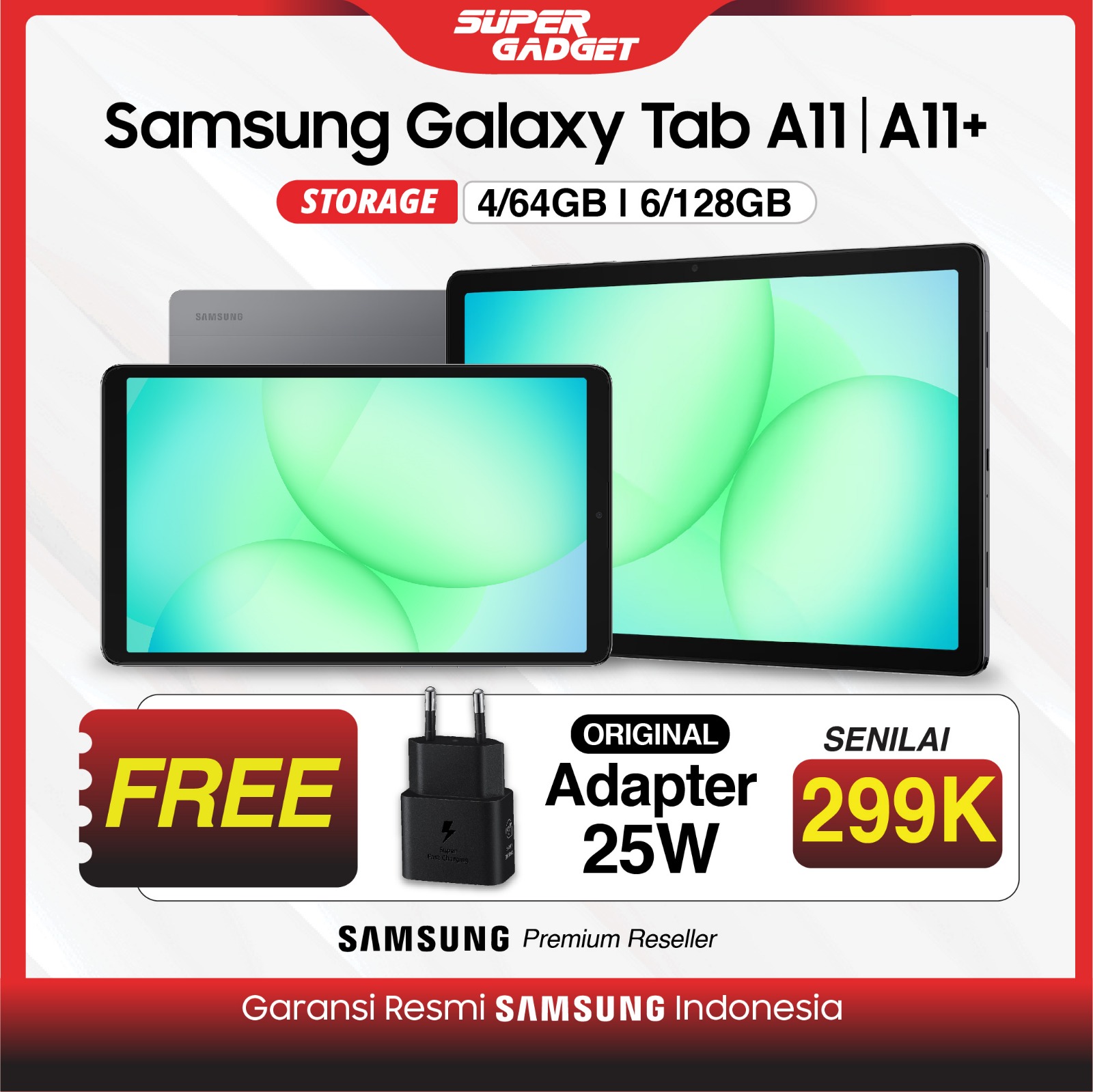Samsung Galaxy Tab A11 A11 + WiFi 4G 4/64 GB 4 GB 64 GB tablet Harga 1,999,000 rupiah*Gratis Ongkir