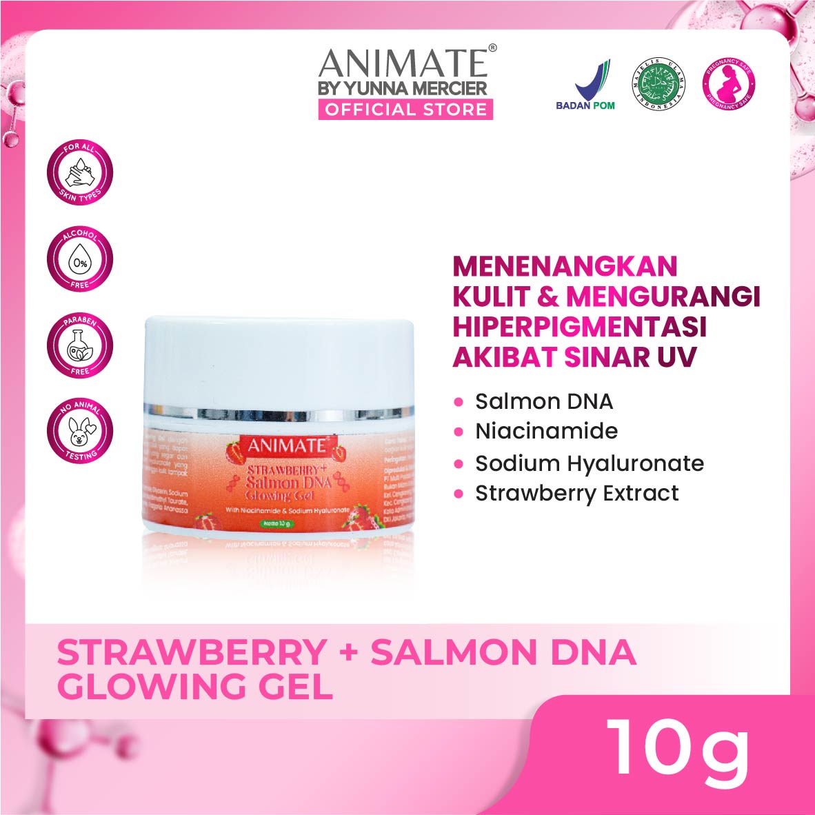 [Free gift-do not order] animate strawberry + salmon DNA glowing Gel 10 gr Harga 999,999 rupiah*Gratis Ongkir