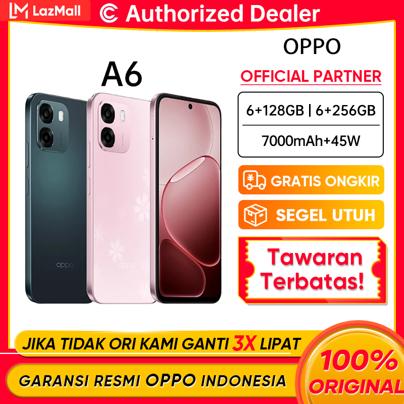Oppo A6 (6+128Gb) (6+256Gb) Large Battery 7000Mah + 45W Supervooc, Ai Gameboost 2.0, Official Warranty Harga  2,899,000 Ringgit*Penghantaran Percuma