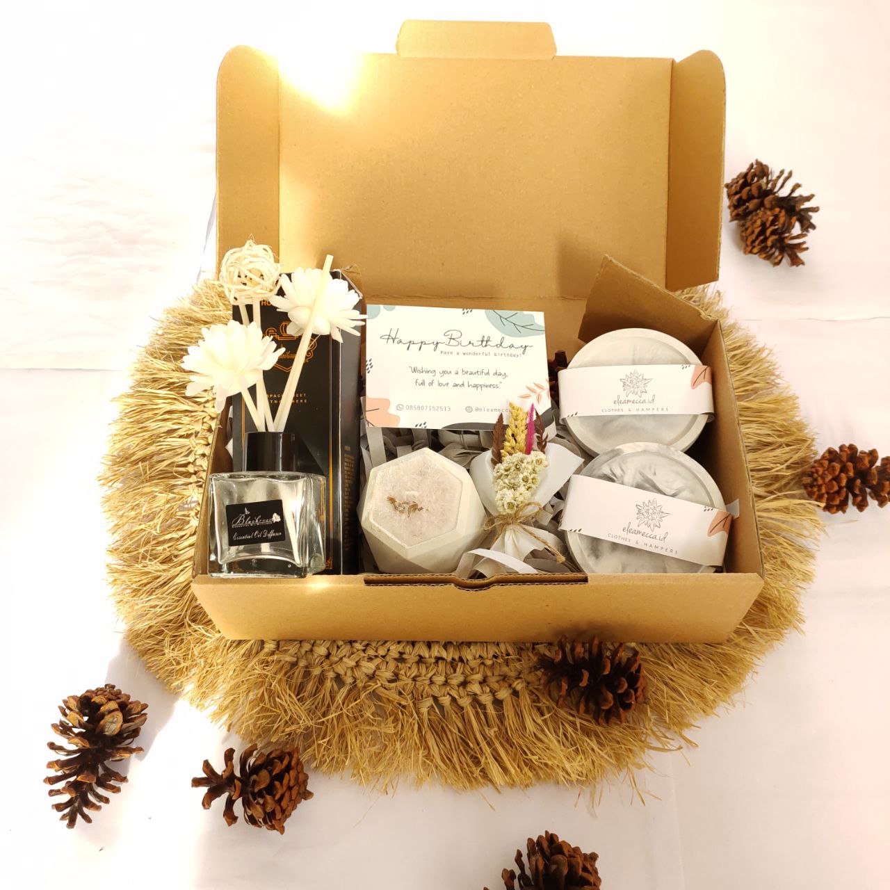 Hampers Reed Diffuser and Hexagonal Lavender aromaterapi Candles / Aesthetic hadiah