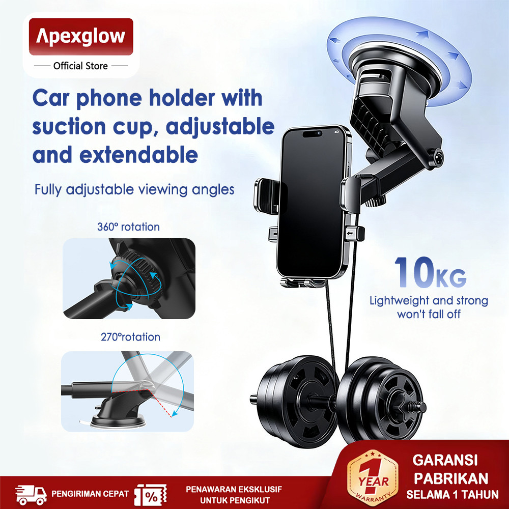Apexglow universal car holder HP holder Mobil dashboard rotate 360 ° long arm sucker suction lock Harga 38,220 rupiah*Gratis Ongkir
