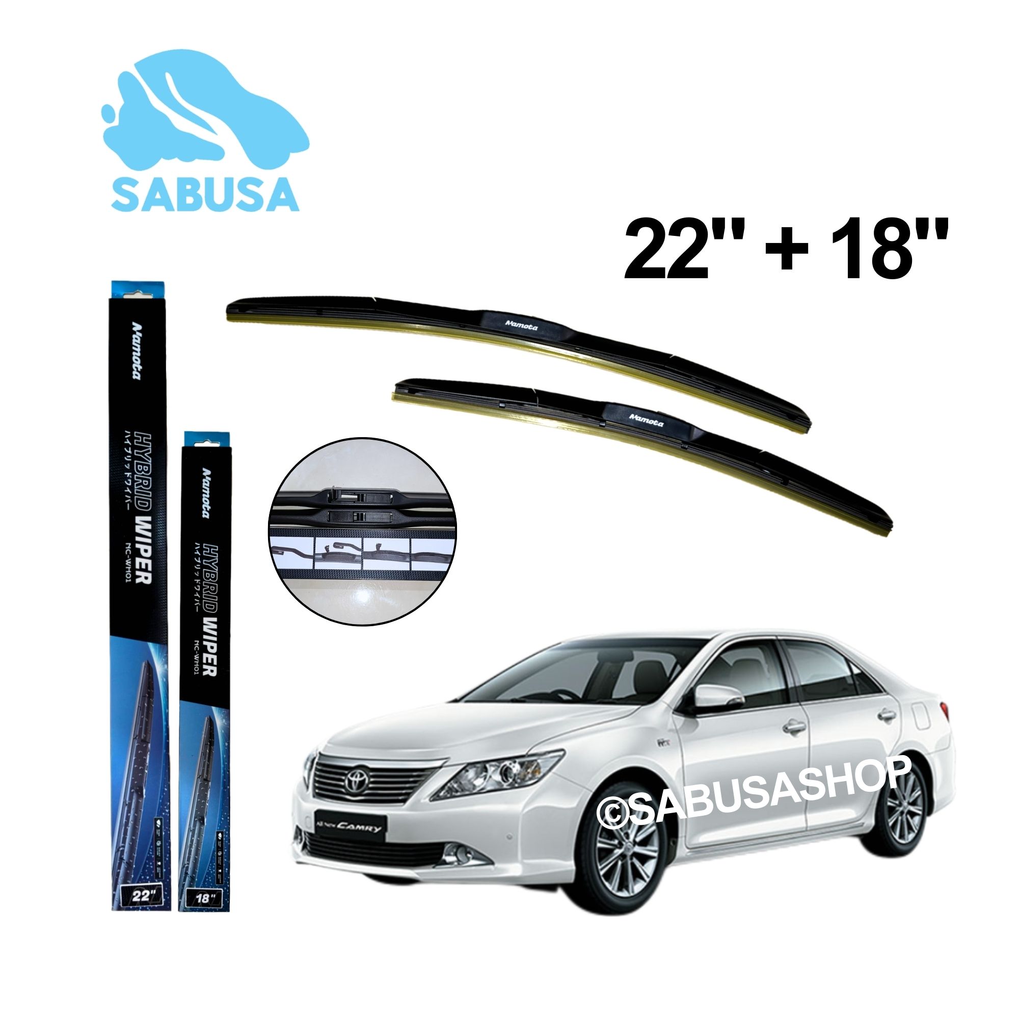 Wiper Hybrid Kaca Depan Sepasang Toyota Camry All Generation Harga 299,000 rupiah*Gratis Ongkir