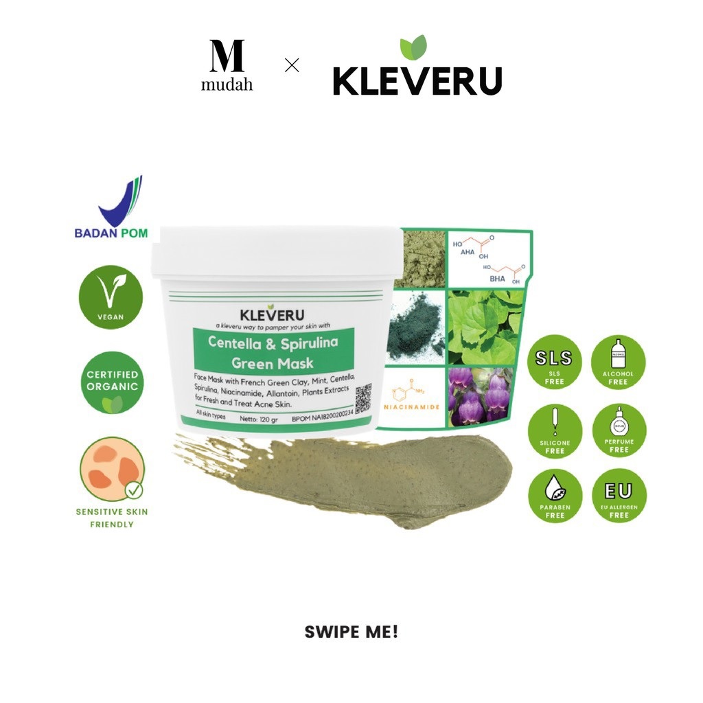 kleveru centella and spirulina green mask