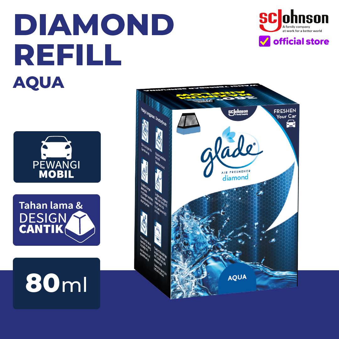 Glade Diamond Car Freshener - Aqua Refill 80ml Harga 23,660 rupiah*Gratis Ongkir