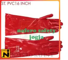 Sarung Tangan PVC 14 dan 16 inch Merah Tahan Panas Kimia Safety Gloves jogja