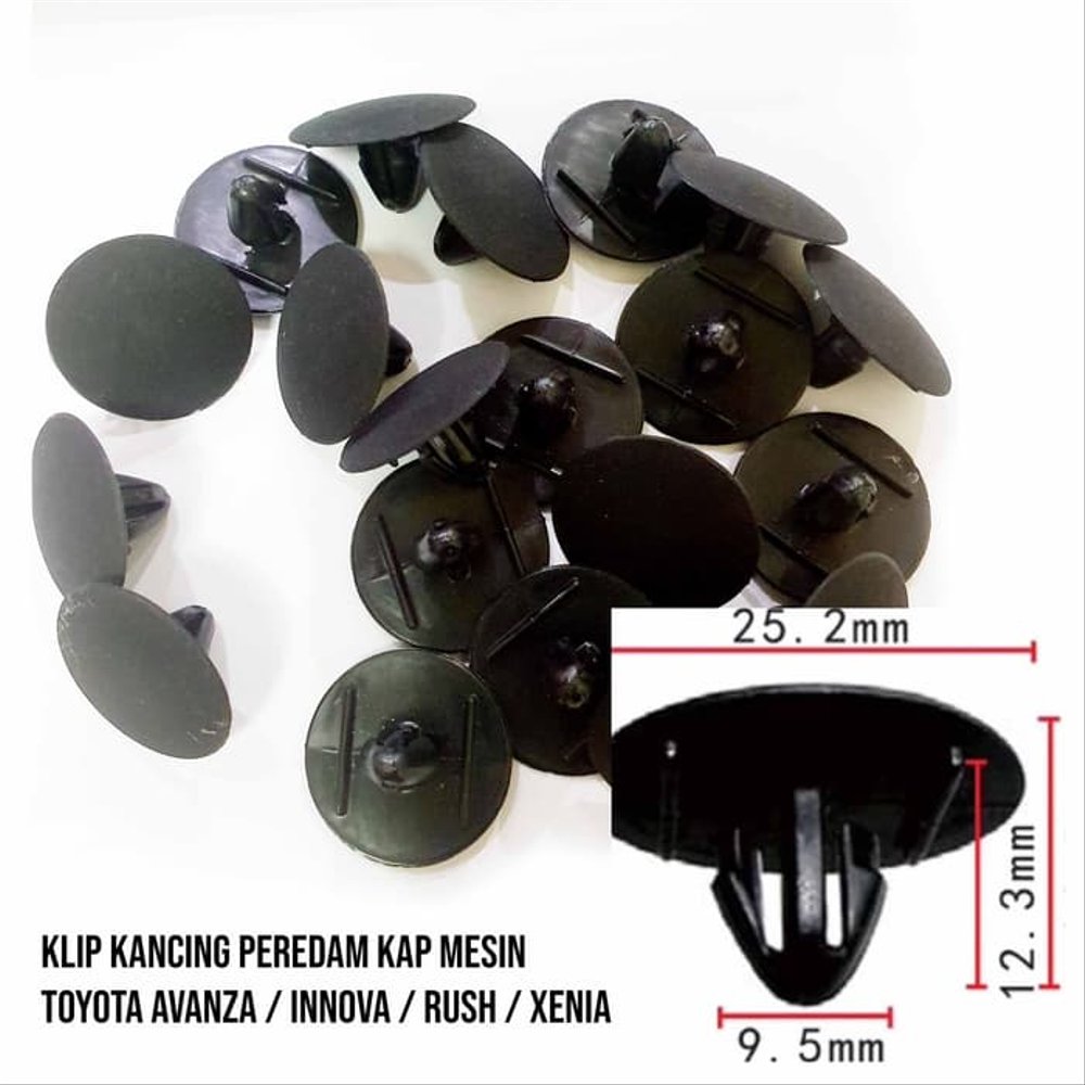 Kancing Klip Peredam Kap Mesin Toyota innova, Avanza, Xenia, Rush, Terios - Isi 10 Harga 52,700 Ringgit*Penghantaran Percuma