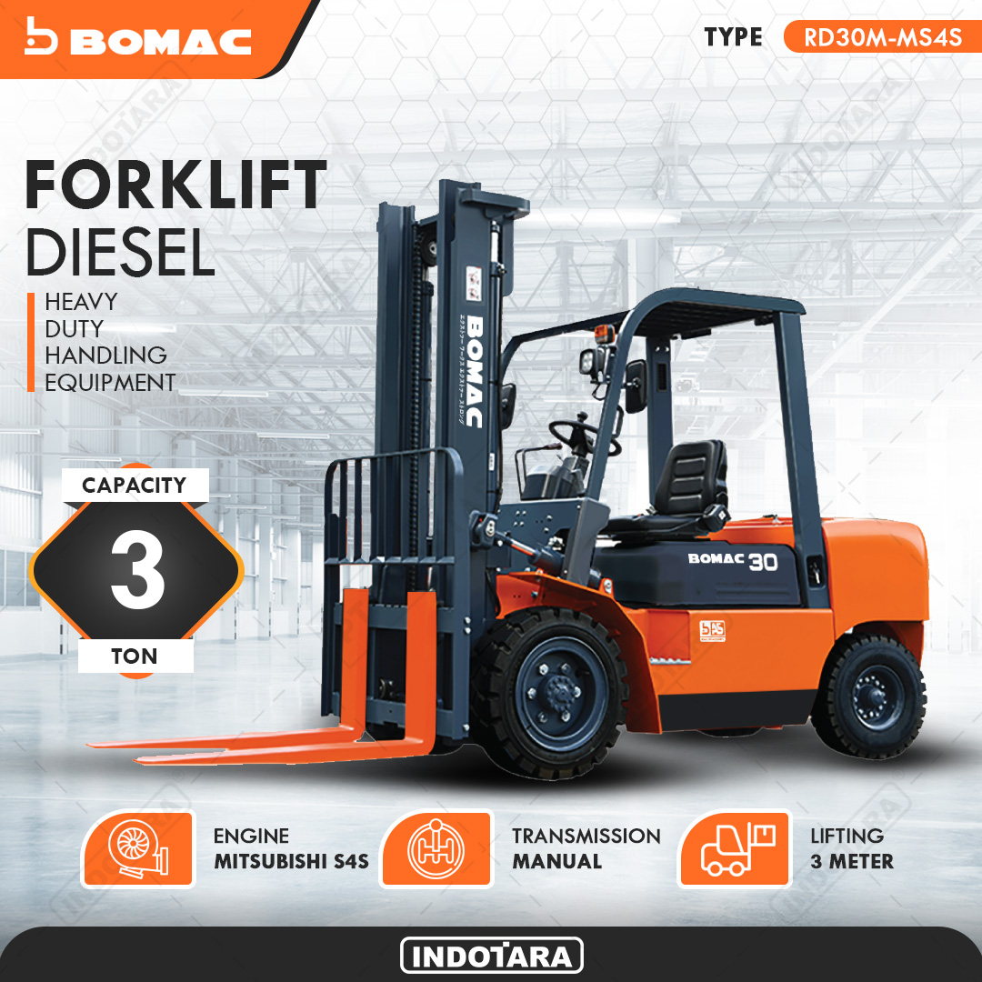 Bomac Forklift Diesel 3 Ton - RD30M-MS4S Harga 99,999,999 rupiah*Gratis Ongkir