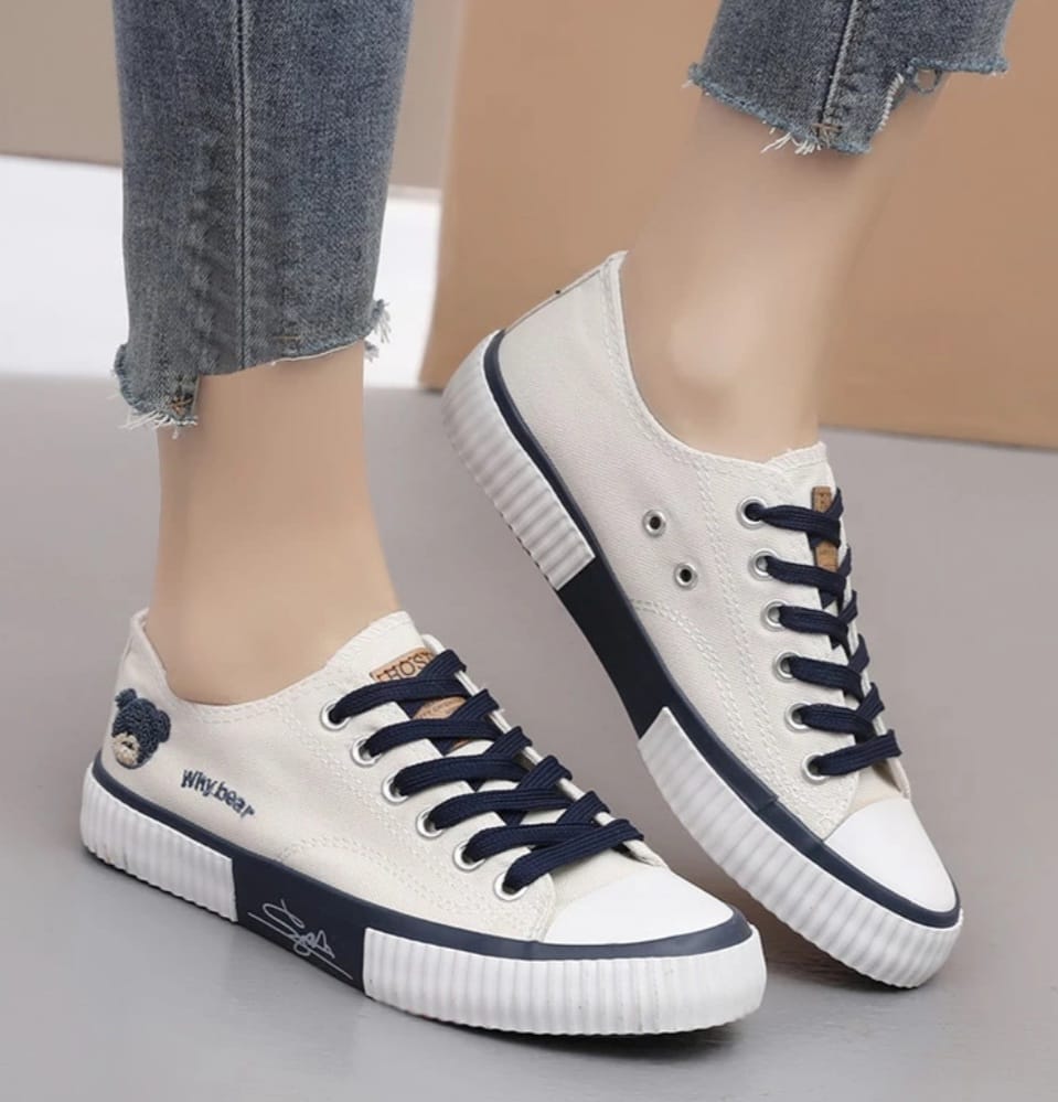 Sepatu Sneakers Teddy Bear Bahan Canvas LOW