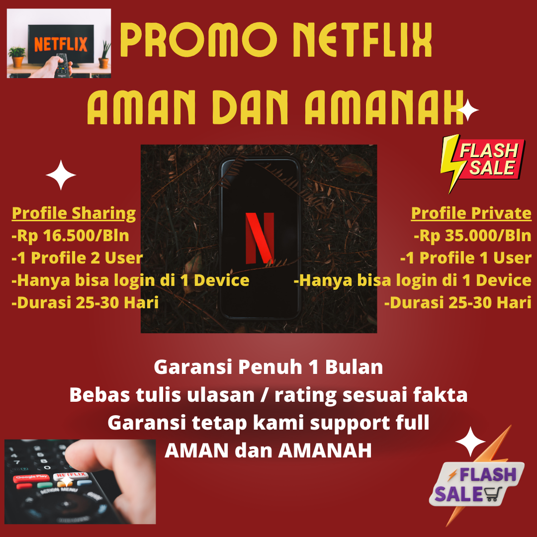 Netflix premium UHD trusted full warranty Harga 10,000 rupiah*Gratis Ongkir