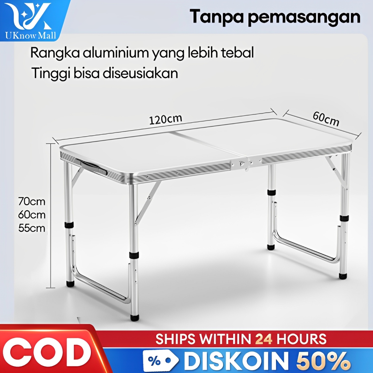 Folding Dining Table Portable Folding Table Suitcase Folding Table Aluminum Suitcase Table Portable Table Harga 175,000 rupiah*Gratis Ongkir
