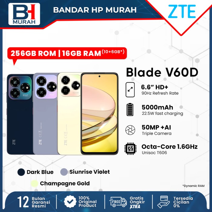 ZTE nubia V60 Design NFC 6/256GB - 6.6-inch 90Hz Display - Up to 16GB Dynamic RAM - Garansi Resmi Harga 1,385,000 rupiah*Gratis Ongkir