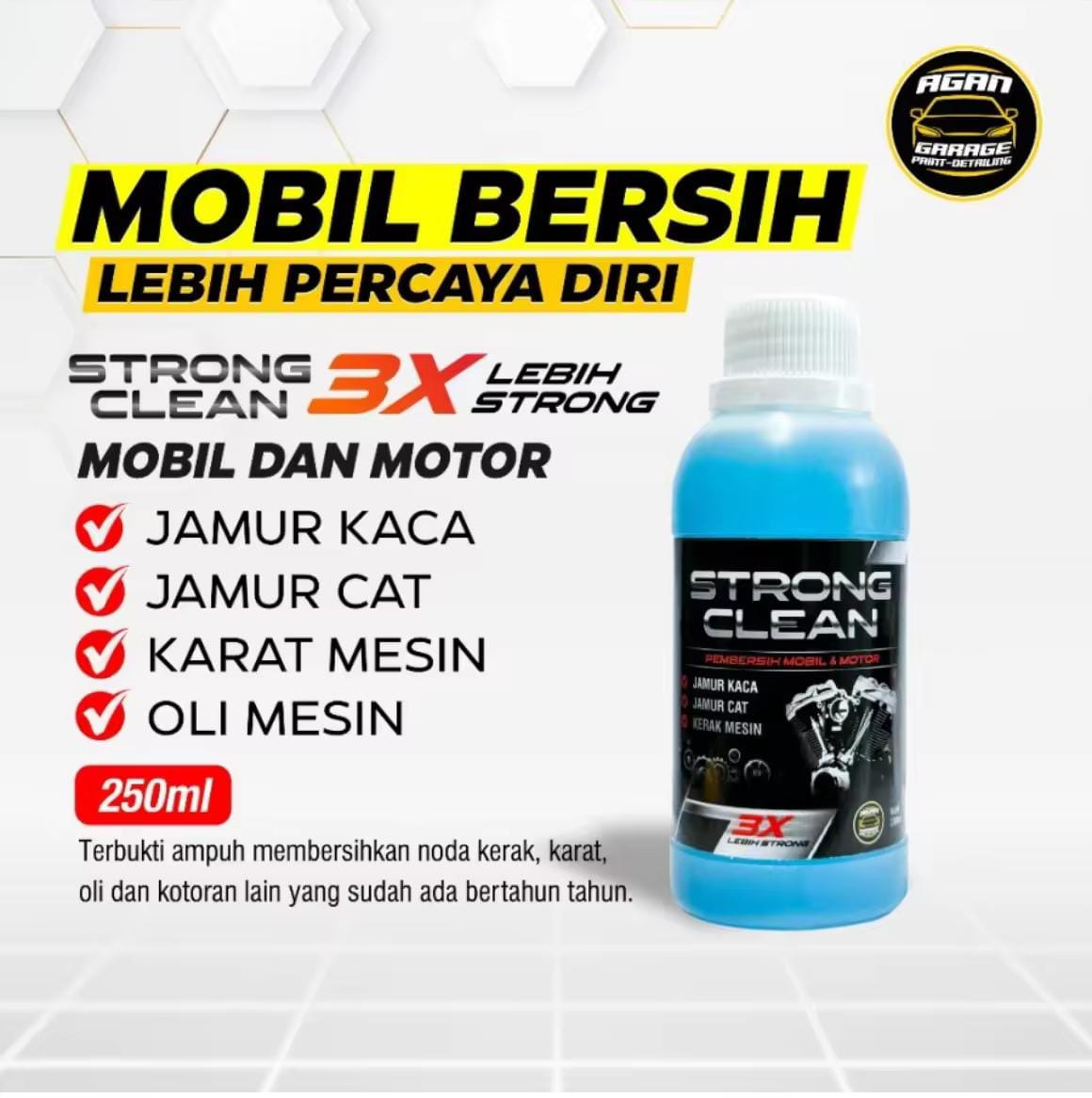 Strong Clean Original 250 ml Glass Mold Cleaner, Engine Room, Car & Motorcycle Body Scale Remover Harga 18,000 rupiah*Gratis Ongkir
