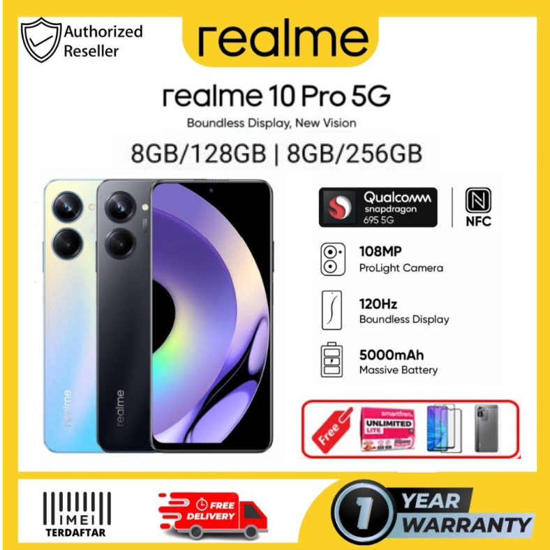 REALME 10 Pro 5G RAM 8 ROM 256 GB Snapdragon 695 Garansi Sein Resmi - Free Sim Car Giá 2,437,750 Đồng*Miễn phí vận chuyển