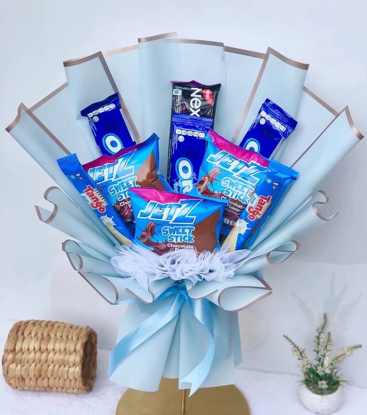 Buket Jajanan Snack Murah Lengkap Dengan Kartu Ucapan - Bouquet Makanan Cocok Untuk Hadiah