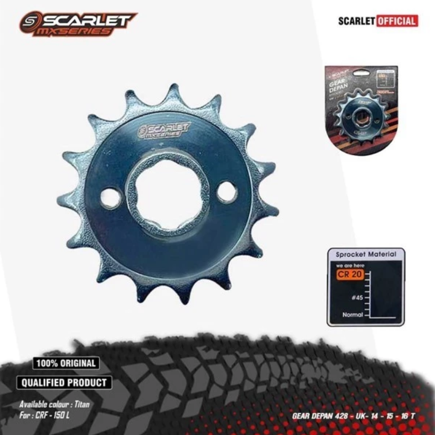 Scarlet Racing - Titanium Series Crf 428 Front Gear - 14t 15t 16t Harga 41,500 rupiah*Gratis Ongkir