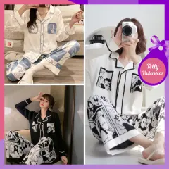 TELLY ➡️ 343 Piyama Baju Tidur Wanita Import PP Fashion Kerah Kancing Lengan Panjang Celana Panjang