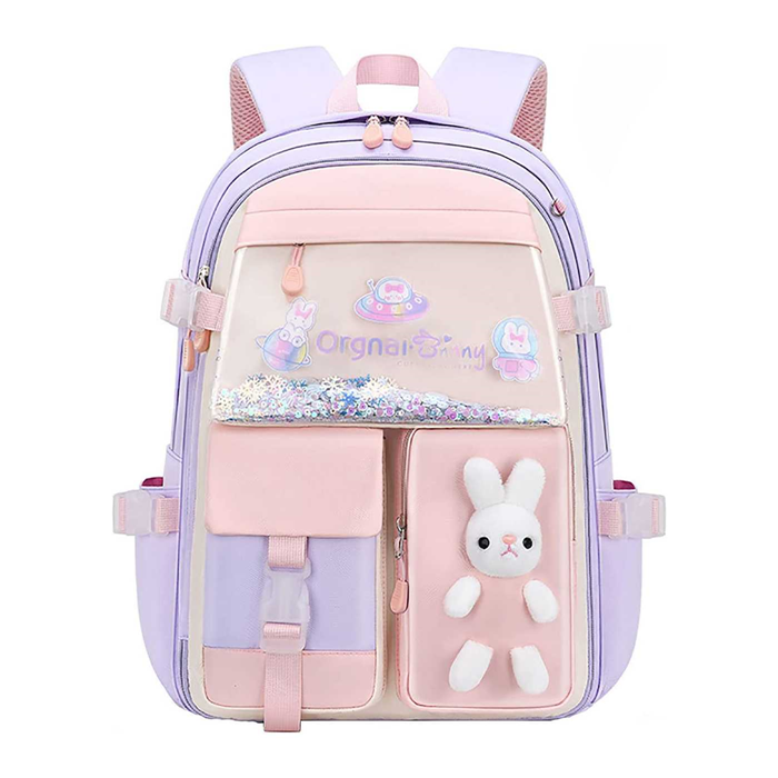 Lazada Indonesia - Hamlin Afra Tas Ransel Sekolah Anak Wanita Cute Rabbit Large Storage Material Nylon ORIGINAL – Purple