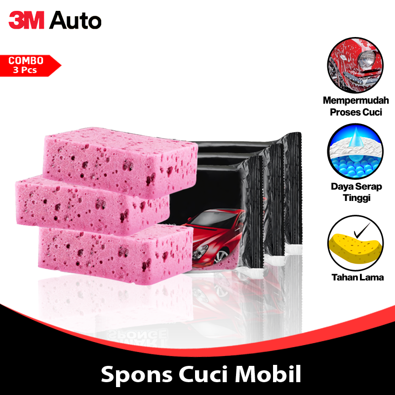3M Auto Spons / Busa Cuci Mobil COMBO 3 Pcs Bersih Maksimal Smart Sponge Car Wash Motor CBM03-3M-PN-C01 Harga 50,670 rupiah*Gratis Ongkir