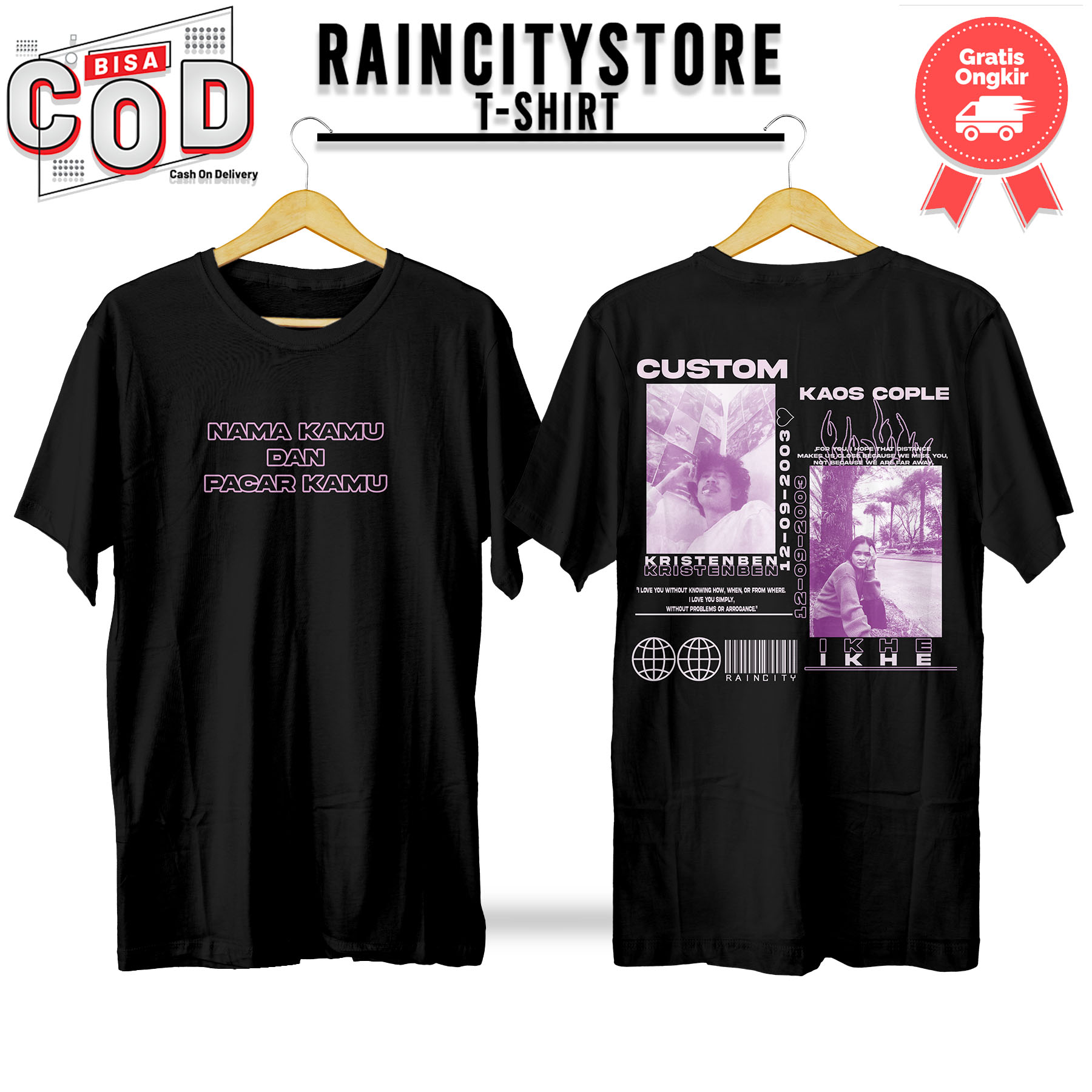 CUSTOM KAOS AESTHETIC COUPLE - BEBAS 