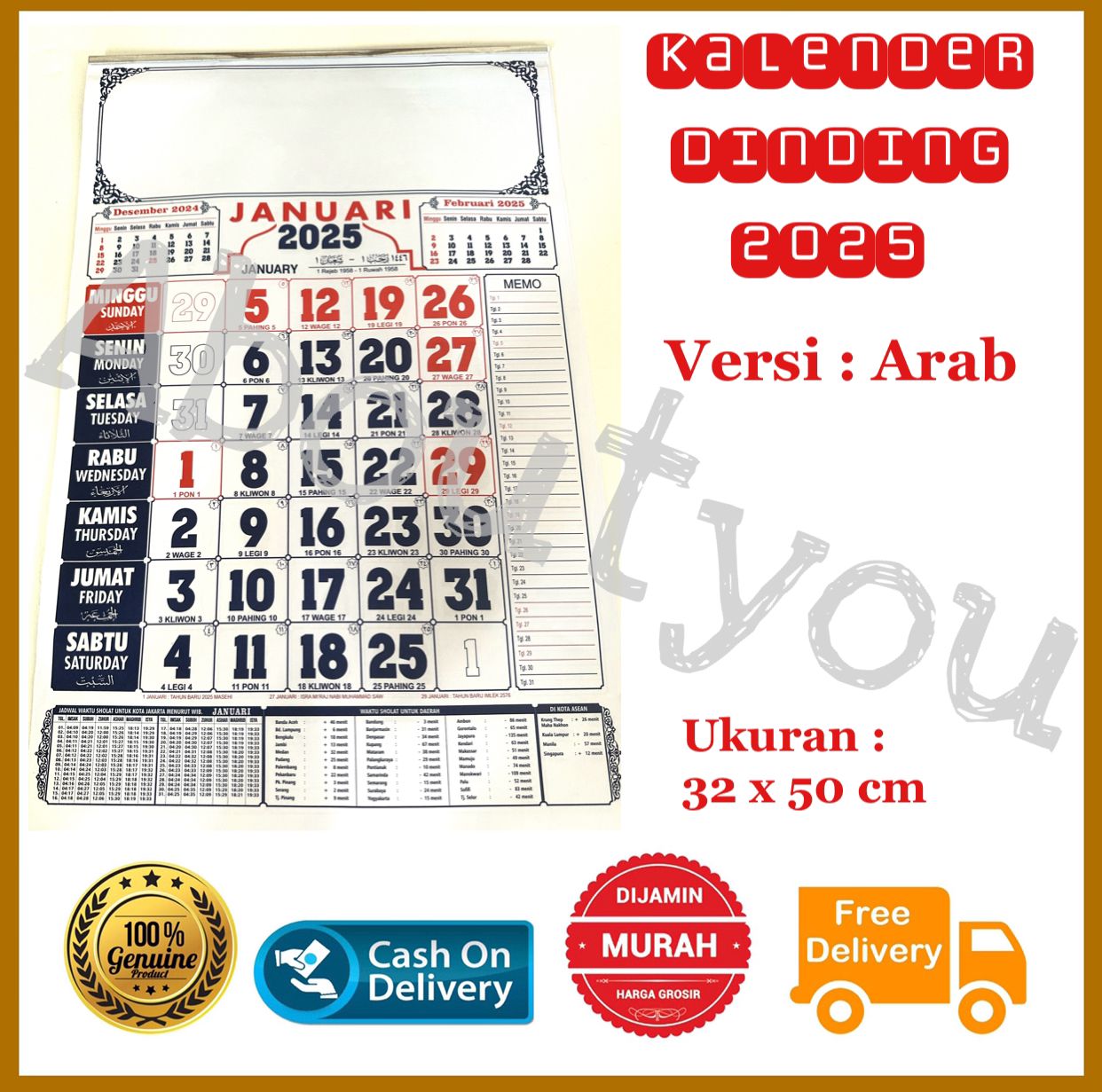 Jual Kalender 2025 Lengkap Jawa Menara Kudus Terbaru - Jan 2025