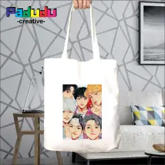 Totebag cogans sketsa Vintage aesthetic Zipper Custom | Tote bag wanita Totebag Pria