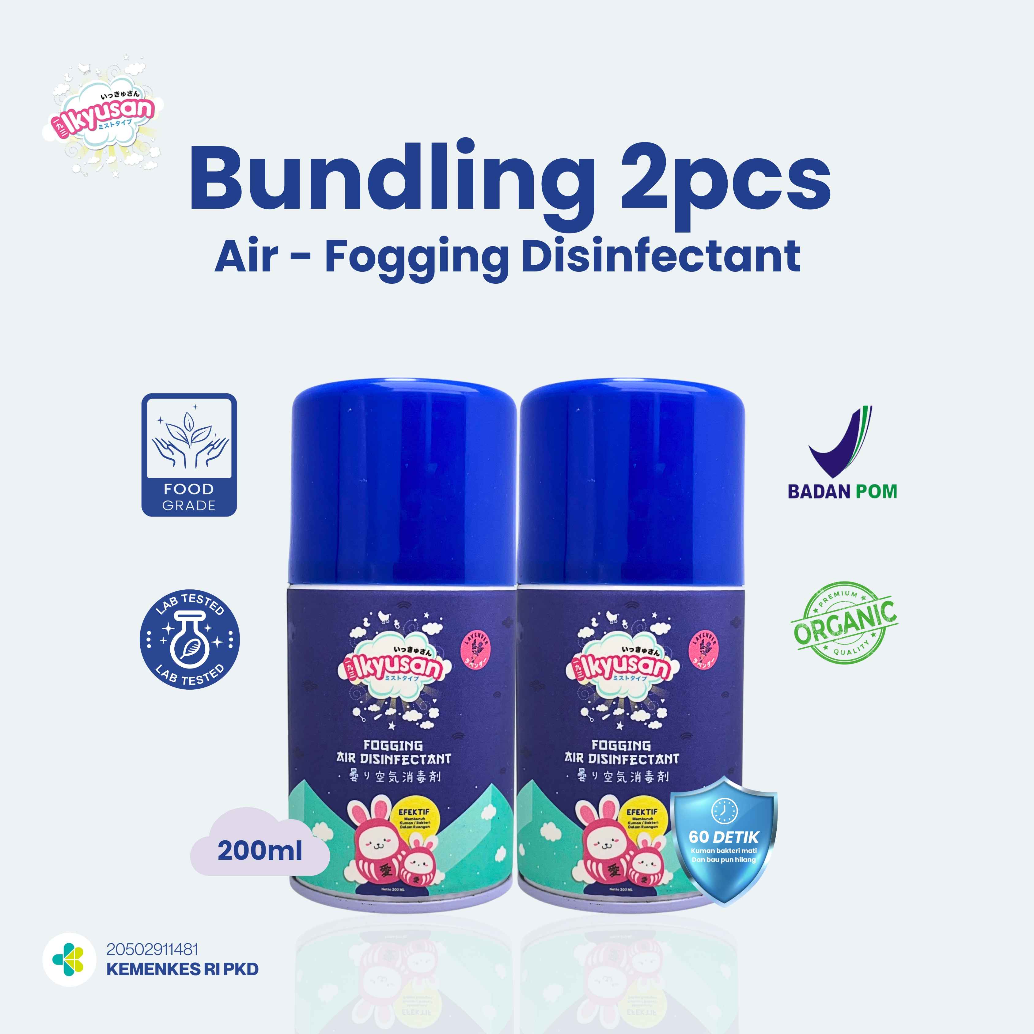 Ikyusan Fogging Disinfectant 200ml 2 Pcs Food Grade, Anti Germ & Bacteria, Air & Car Freshener Giá 150,000 Đồng*Miễn phí vận chuyển