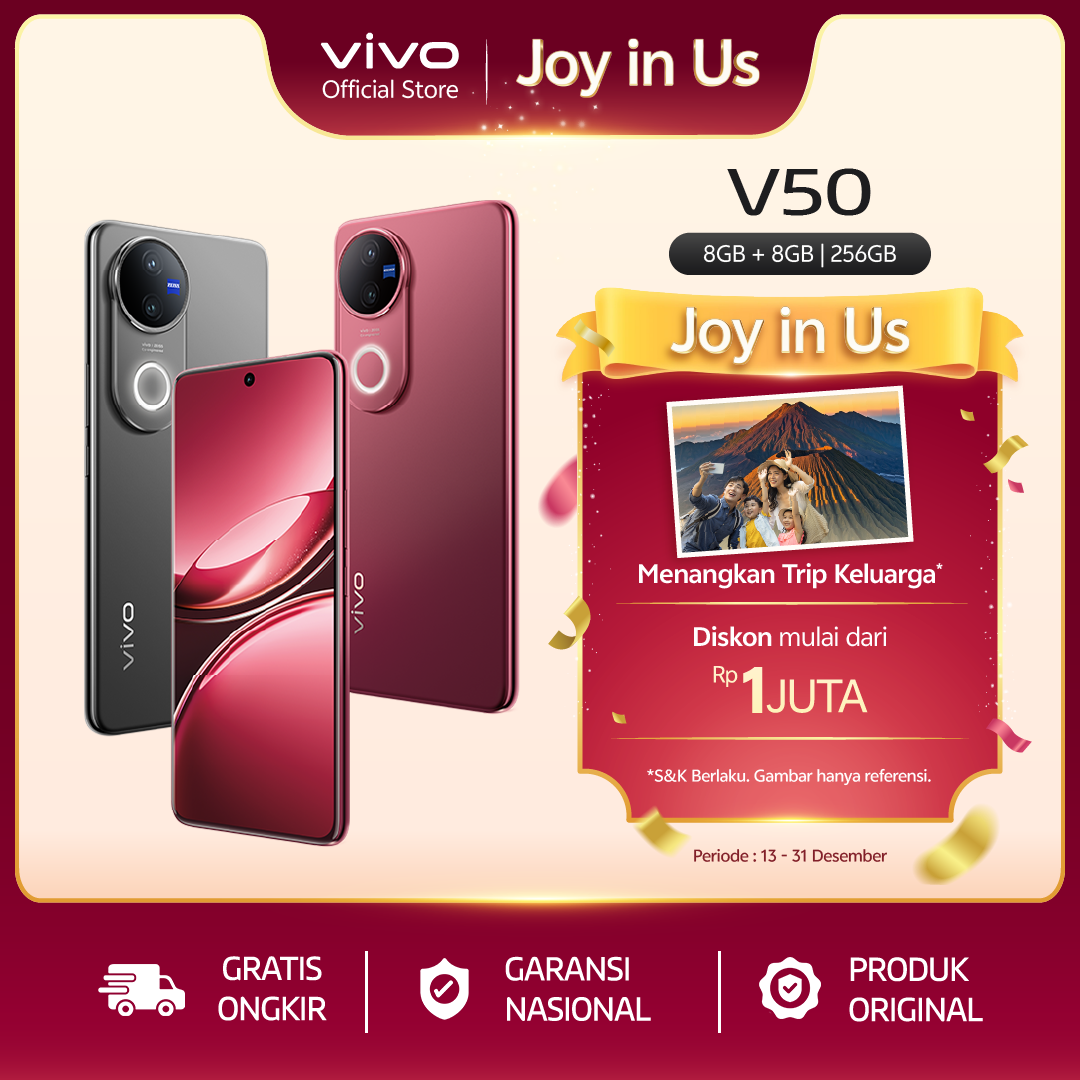 [ONLINE EXCLUSIVE] vivo V50 5G (8/256) Rounded-edge Design, ZEISS Group Potrait, 6000mAh Battery+90W Flashcharge, IP68+IP69, vivo AI Giá 5,299,000 Đồng*Miễn phí vận chuyển