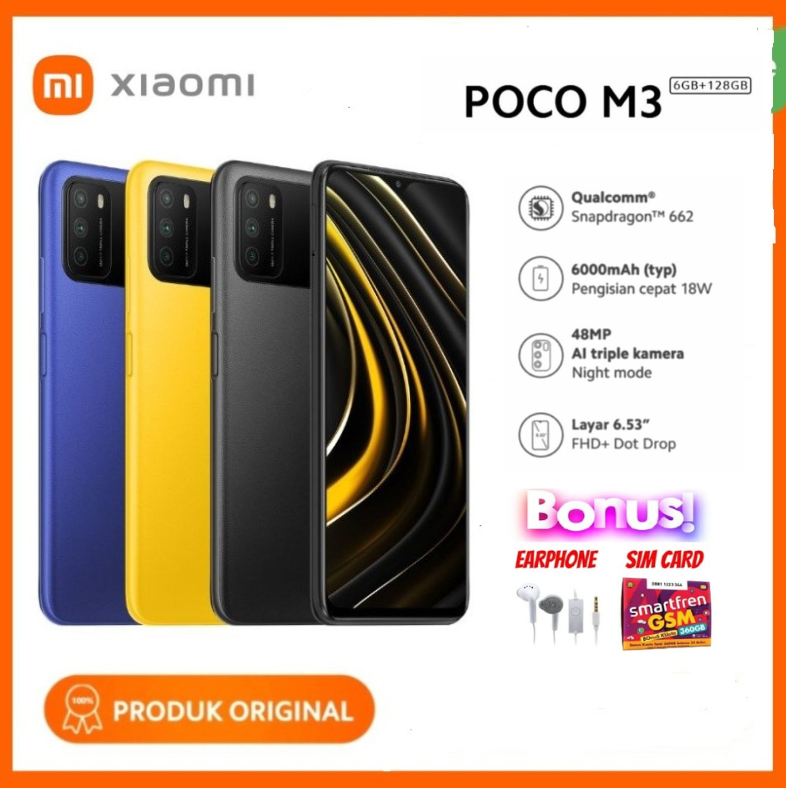 Xiaomi POCO M3 Ram 4GB+64GB - 6GB+128GB Garansi - Promo Giá 1,250,000 Đồng*Miễn phí vận chuyển