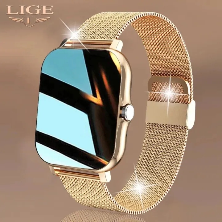 LIGE New Smart Watches Women 1.69 inch Full Touch Color Screen Bluetooth Call Fitness Tracker Smart Watches Men for Android IOS + Box Harga 139,000 rupiah*Gratis Ongkir