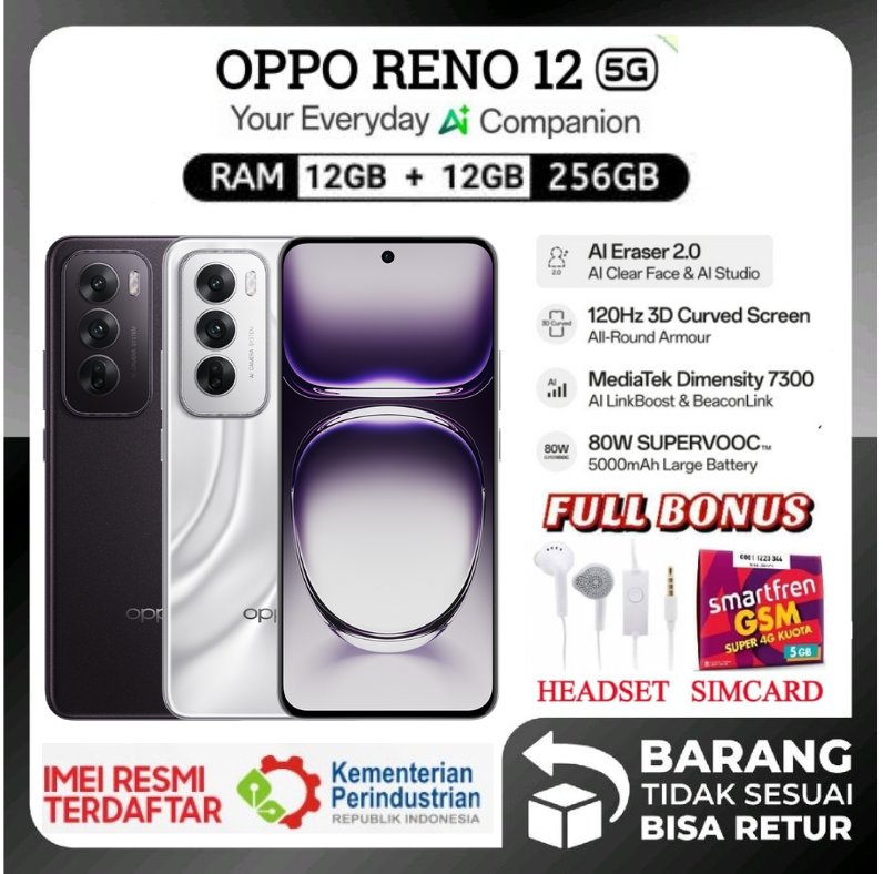 Oppo Reno 12 5G RAM 12 GB ROM 256 GB - 12/526 dimension 7300 energy-12/256 GB, promo Giá 4,150,000 Đồng*Miễn phí vận chuyển