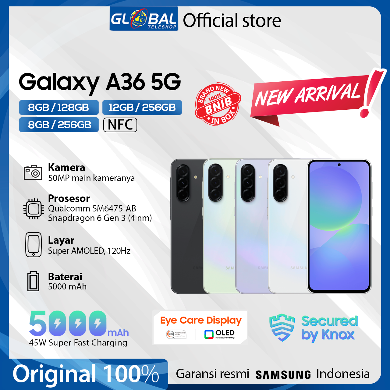 Samsung Galaxy A36 5G 12/256 GB 8/256 GB Garansi Resmi Harga  5,199,000 Ringgit*Penghantaran Percuma
