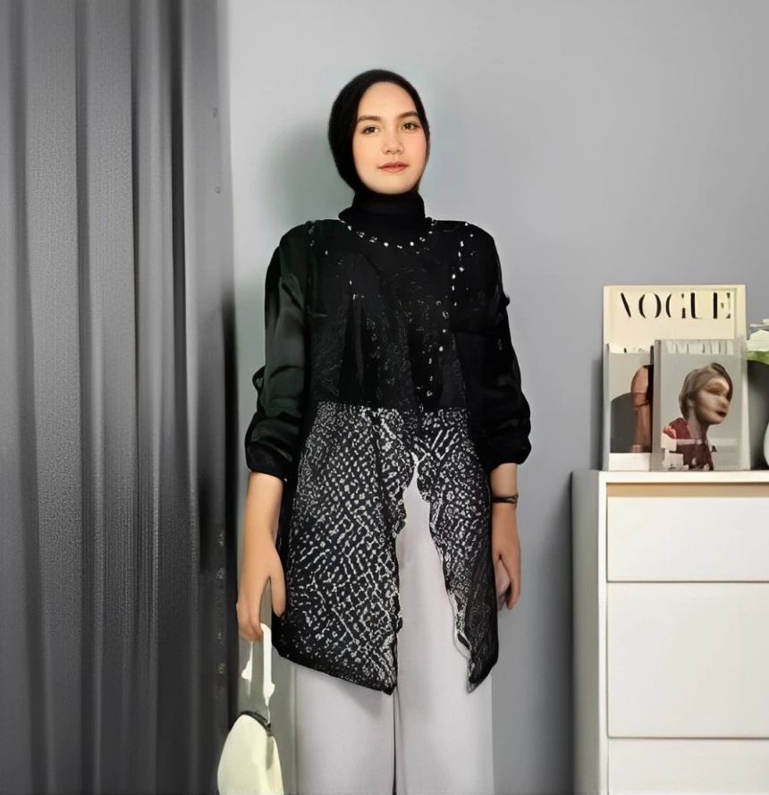 Zize outer tunic brocade Sapto full sequin/outer women's brocade tunic/sillang tunic/holiday dress, wi…