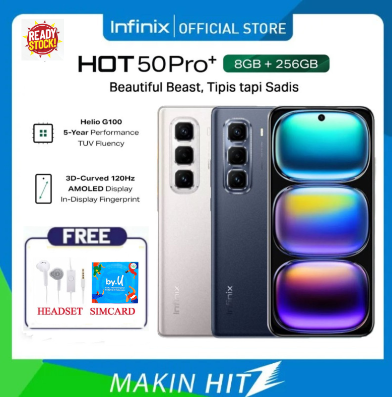 Infinix Hot 50 Pro Plus 8/256Gb 6.78 Inch 3D Curved 120Hz Amoled - 50Mp - 5000 Mah - Nfc - Purple Harga  1,577,280 Ringgit*Penghantaran Percuma