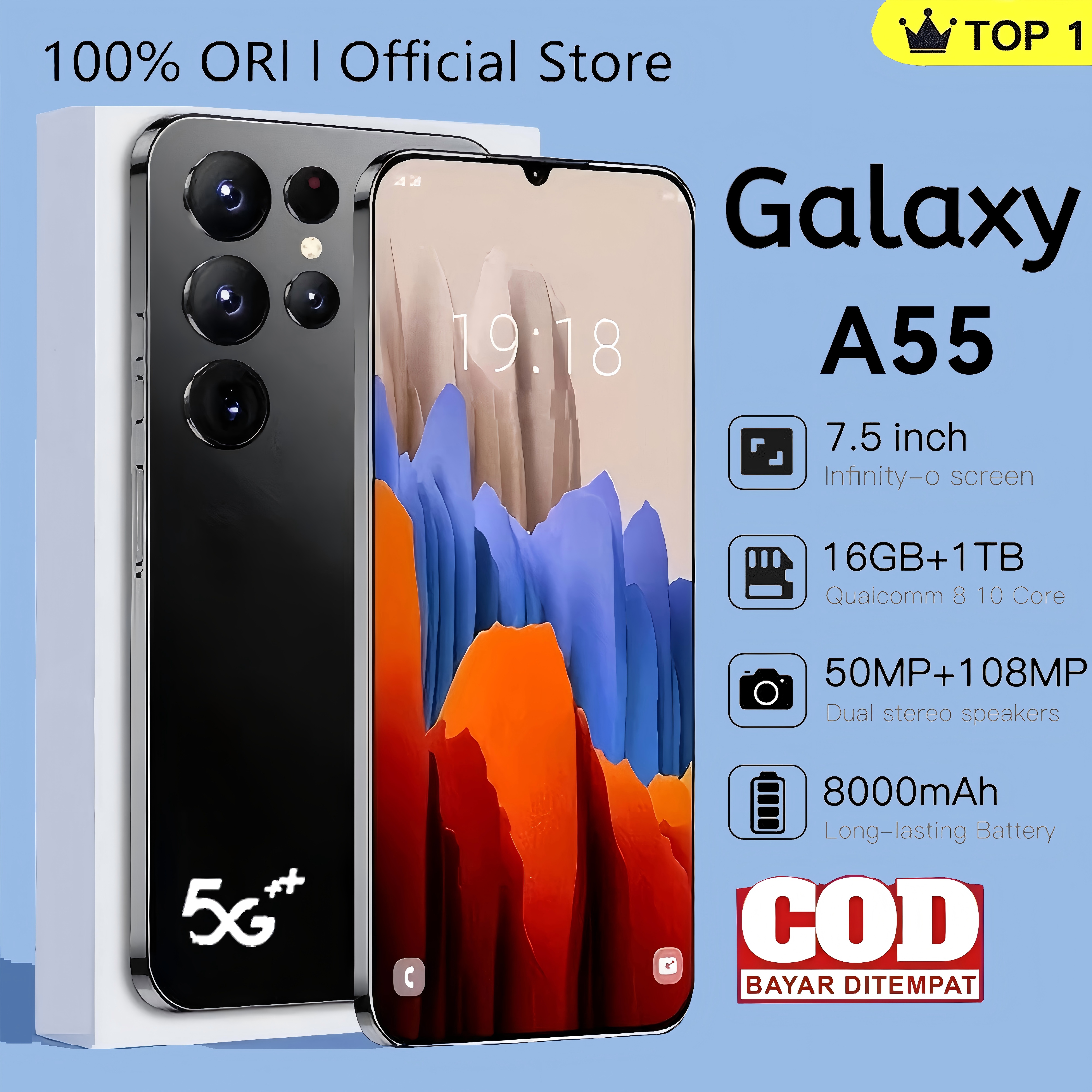 【Can co】hp Sansung Galaxy A55 [5g] [NFC] 16GB + 512GB - 7.5 FHD + True color AMOLED Display + ein Snapdragon official warranty can cod/can credit HP Galaxy A55 | sansung A55 4G Harga 949,000 rupiah*Gratis Ongkir