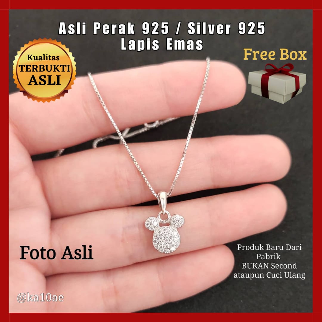 Kalung Anak Perempuan Anti Karat Silver Perak 925 Asli Lapis Emas Putih Murni Ori Bersurat Kalung Bayi…