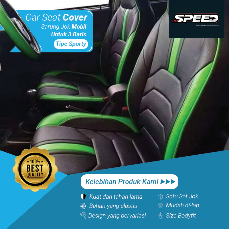 Sarung Jok Cover Jok Seat cover Seat Cover Design Sporty Model 6 Mobil Serena 3 Baris Bahan MYO Harga 1,500,000 rupiah*Gratis Ongkir